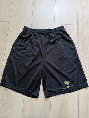 Black Athletic Mesh Shorts with Gold 'SOTOGAB' Logo
